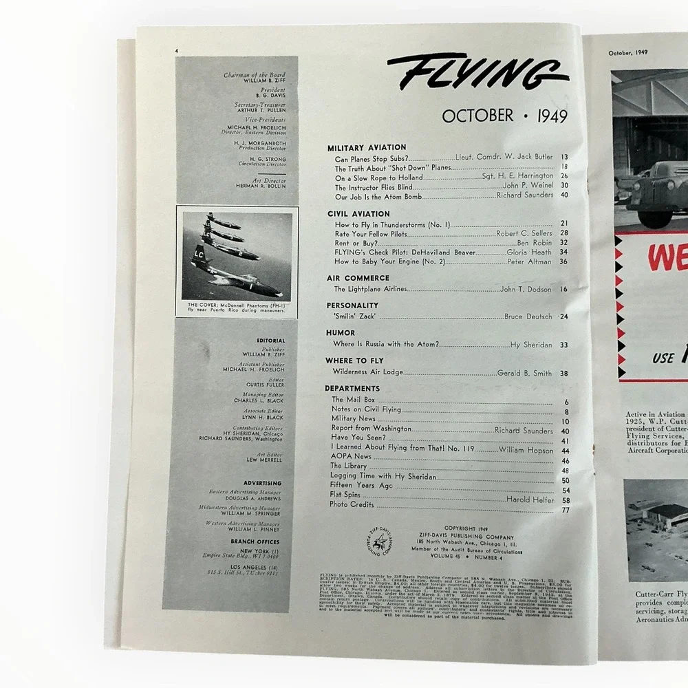 Flying Magazine October 1949 Vintage Aviation McDonnell FH-1 Phantom Navy WWII